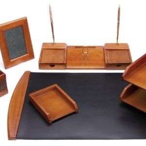 6 Pcs Oak Wood Executive Desk Set